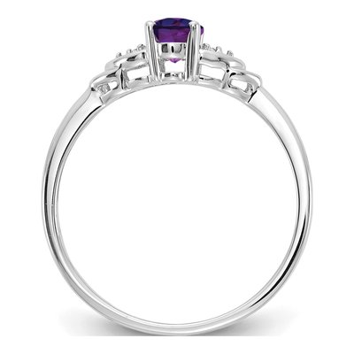 14K White Gold Amethyst & Diamond Oval Ring – view 2