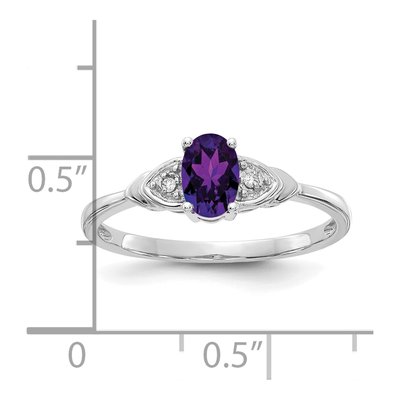 14K White Gold Amethyst & Diamond Oval Ring – view 3