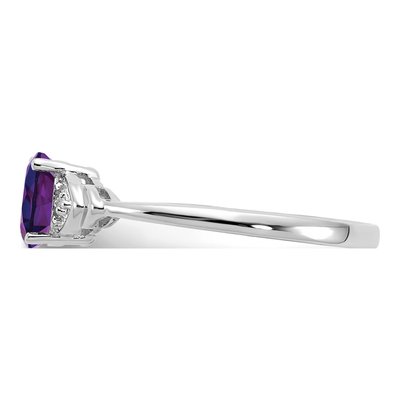 14K White Gold Amethyst & Diamond Oval Ring – view 4