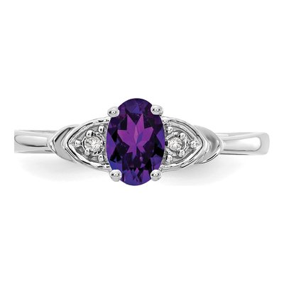 14K White Gold Amethyst & Diamond Oval Ring – view 5