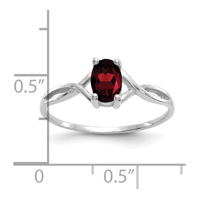 14K White Gold Garnet Oval Birthstone Ring – view 4