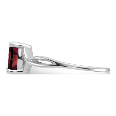 14K White Gold Garnet Oval Birthstone Ring – view 5