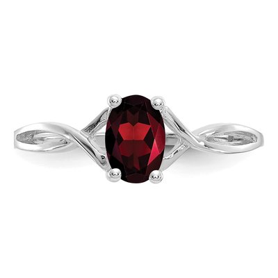 14K White Gold Garnet Oval Birthstone Ring – view 6