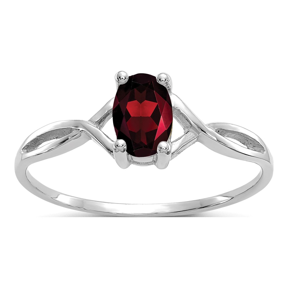 14K White Gold Garnet Oval Birthstone Ring