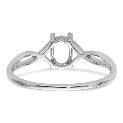 14K White Gold Oval Birthstone Ring Mounting – view 5