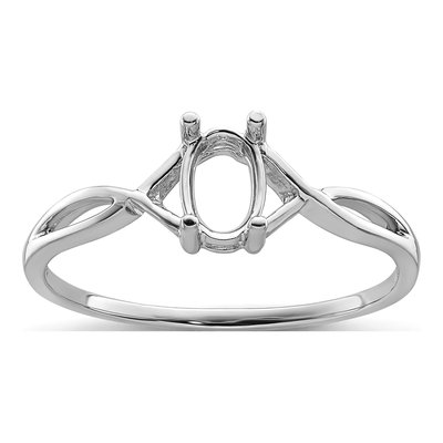 14K White Gold Oval Birthstone Ring Mounting