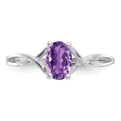 14K White Gold Amethyst Birthstone Ring – view 5