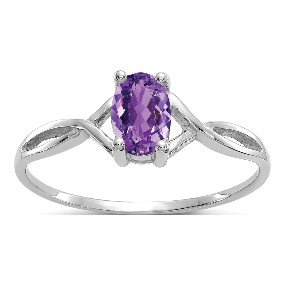 14K White Gold Amethyst Birthstone Ring