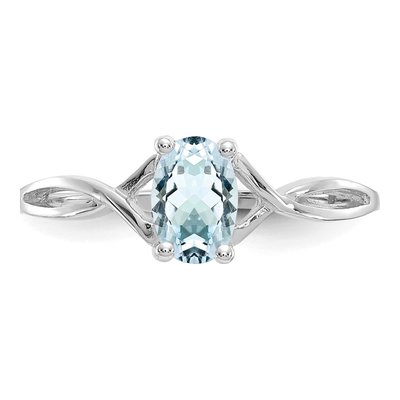 14K White Gold Aquamarine Birthstone Ring – view 5