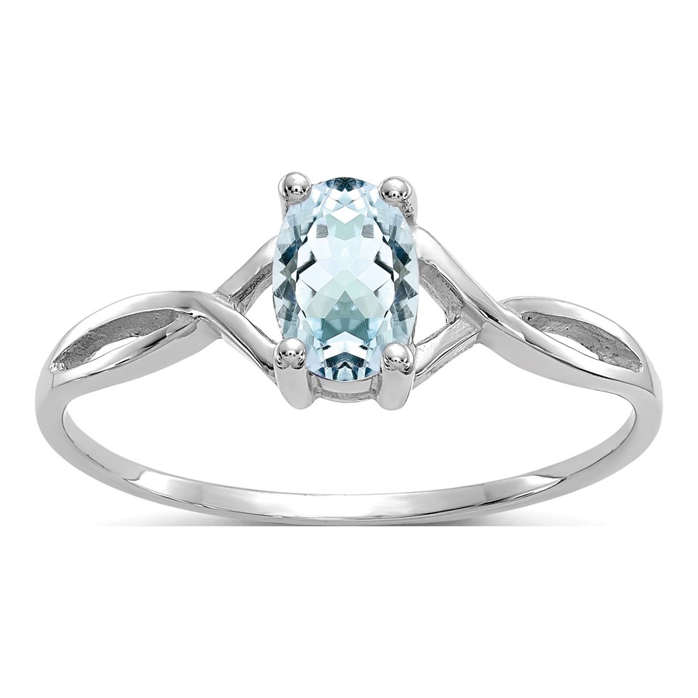14K White Gold Aquamarine Birthstone Ring