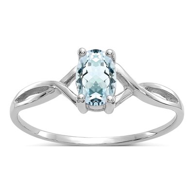 14K White Gold Aquamarine Birthstone Ring