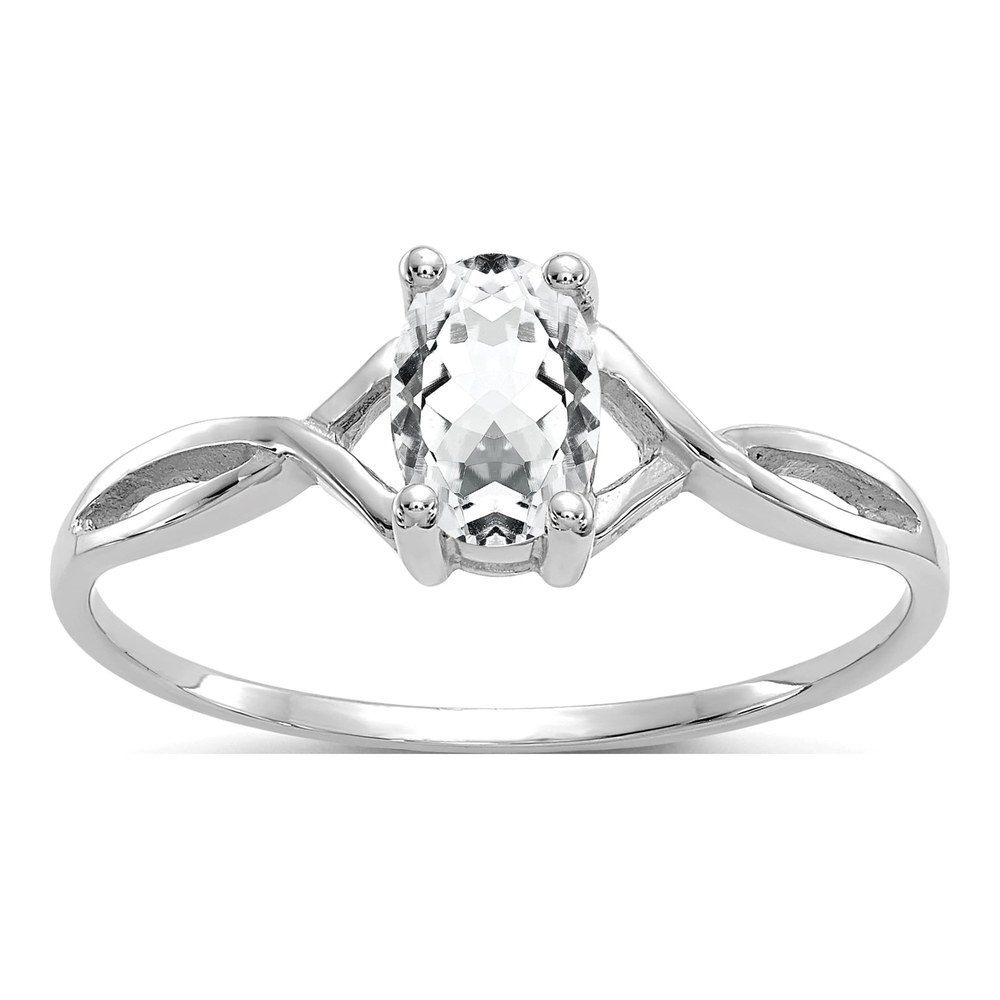 14K White Gold White Topaz Birthstone Ring