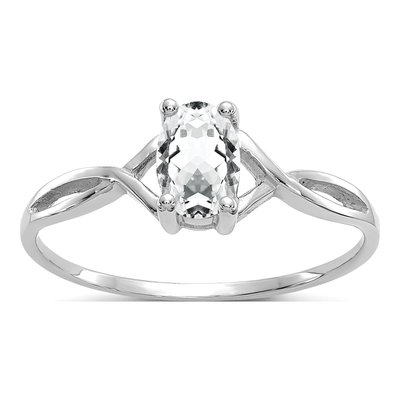 14K White Gold White Topaz Birthstone Ring