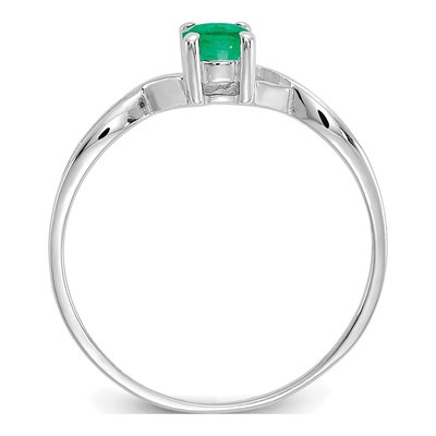 14K White Gold Emerald Birthstone Ring – view 3