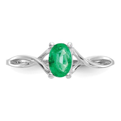 14K White Gold Emerald Birthstone Ring – view 6