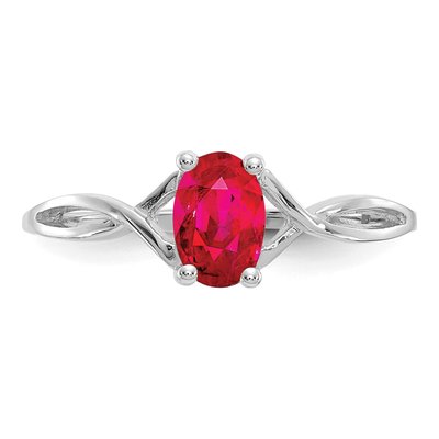 14K White Gold Ruby Birthstone Ring – view 5