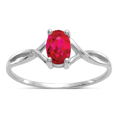 14K White Gold Ruby Birthstone Ring