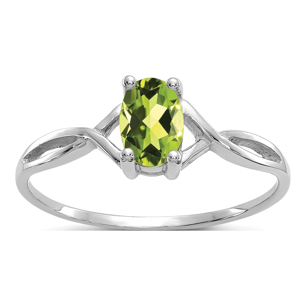 14K White Gold Peridot Birthstone Ring