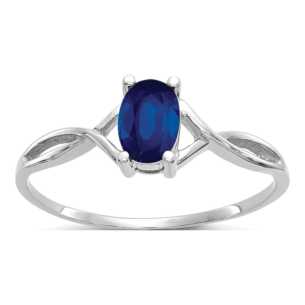 14K White Gold Sapphire Birthstone Ring