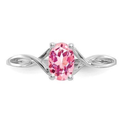 14K White Gold Pink Tourmaline Birthstone Ring – view 5
