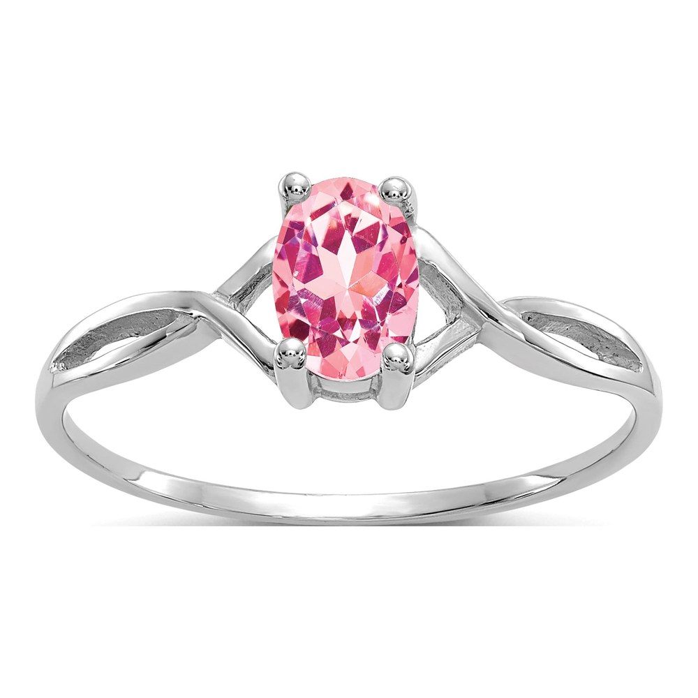 14K White Gold Pink Tourmaline Birthstone Ring
