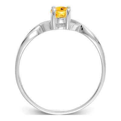 14K White Gold Citrine Oval Birthstone Ring – view 3