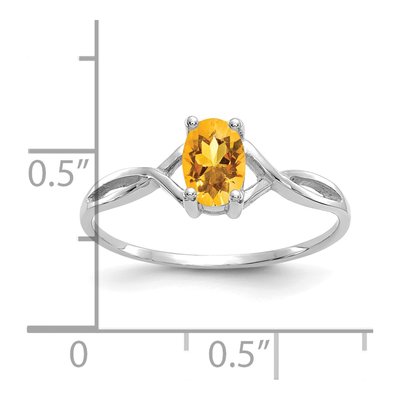 14K White Gold Citrine Oval Birthstone Ring – view 4