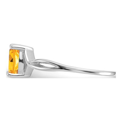 14K White Gold Citrine Oval Birthstone Ring – view 5