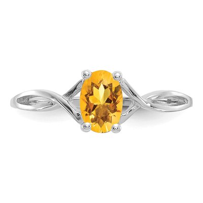 14K White Gold Citrine Oval Birthstone Ring – view 6