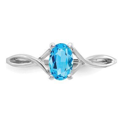 14K White Gold Swiss Blue Topaz Birthstone Ring – view 5