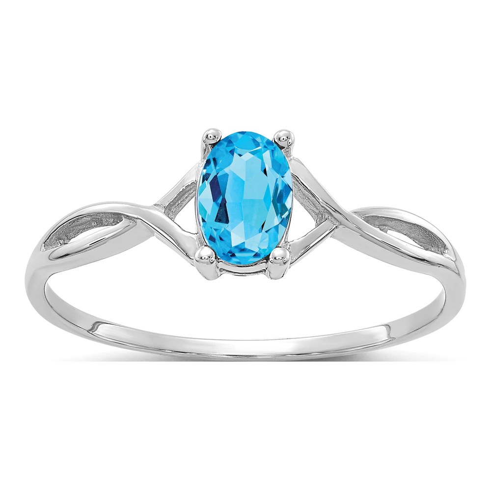 14K White Gold Swiss Blue Topaz Birthstone Ring