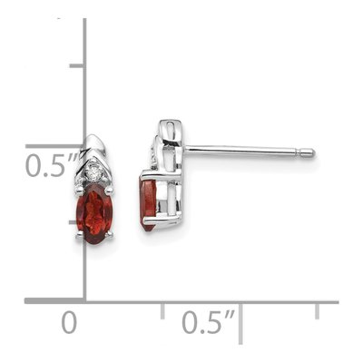 14K White Gold Garnet & Diamond Oval Stud Earrings – view 4