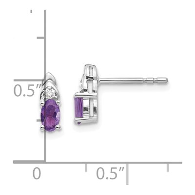 14K White Gold Oval Amethyst & Diamond Stud Earrings – view 4