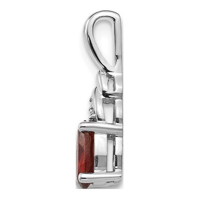14K White Gold Garnet & Diamond Oval January Pendant – view 2