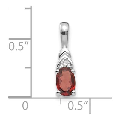 14K White Gold Garnet & Diamond Oval January Pendant – view 3