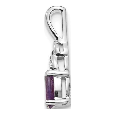 14K White Gold Amethyst & Diamond Birthstone Pendant – view 2