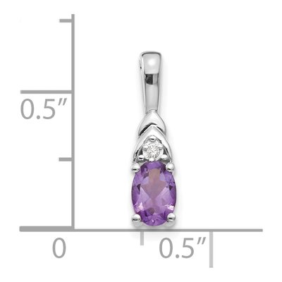 14K White Gold Amethyst & Diamond Birthstone Pendant – view 3