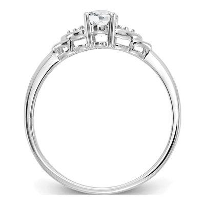 14K White Gold White Topaz & Diamond Oval Ring – view 2