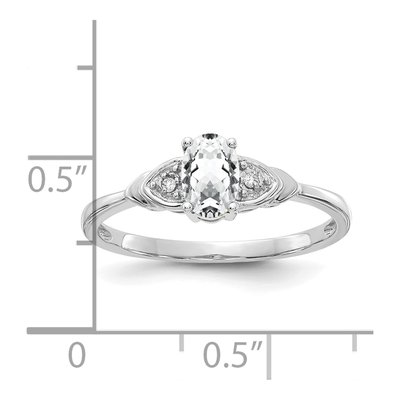 14K White Gold White Topaz & Diamond Oval Ring – view 3