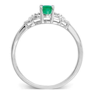 14K White Gold Emerald & Diamond Oval Ring – view 2