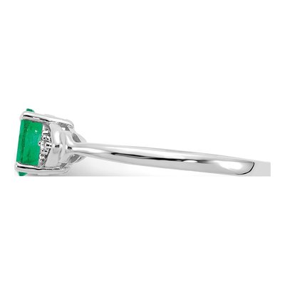 14K White Gold Emerald & Diamond Oval Ring – view 4