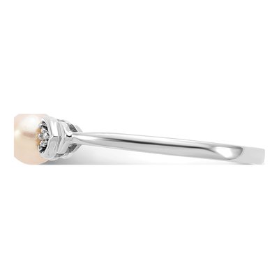 14K White Gold Pearl & Diamond June Ring – view 4