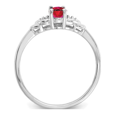 14K White Gold Ruby & Diamond Oval Ring – view 2