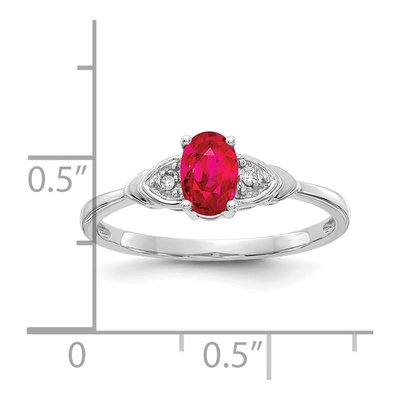 14K White Gold Ruby & Diamond Oval Ring – view 3