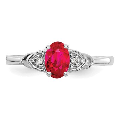 14K White Gold Ruby & Diamond Oval Ring – view 5