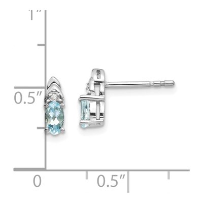 14K White Gold Oval Aquamarine & Diamond Stud Earrings – view 5