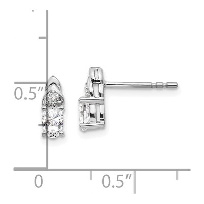 14K White Gold Oval White Topaz & Diamond Stud Earrings – view 4