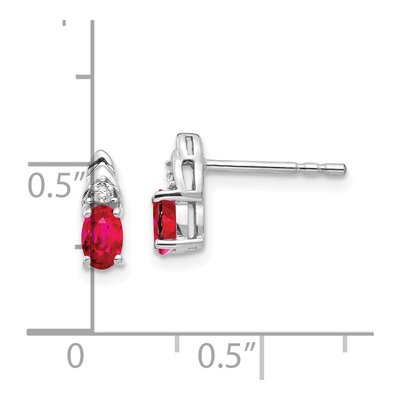 14K White Gold Ruby & Diamond Oval Stud Earrings – view 5