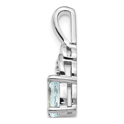 14K White Gold Aquamarine & Diamond Birthstone Pendant – view 2