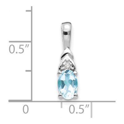 14K White Gold Aquamarine & Diamond Birthstone Pendant – view 3